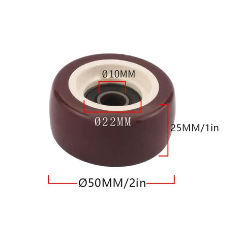 Heavy Hauling Nylon Caster Wheels 50Mm With Silent Glide Brake Locks Non Marking Nylon Tread M8 Swivel Mount close-up of 50mm wheel showing diameter measurements.