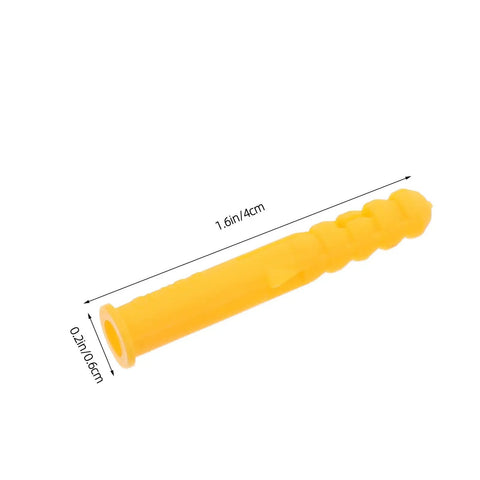 Single piece from 200 Pack Yellow Plastic Wall Anchors Kit Self Drilling Ribbed Anchors for Drywall and Hollow Walls
