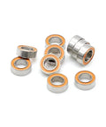 280 Piece Pack Abec Seven Hybrid Ceramic And Stainless Steel Ball Bearings Super Slick Fast Turning Twin Sealed Precision For Longboards And Electric Scooters Ready To Roll Pro Grade Build, showcasing chrome and orange bearings.