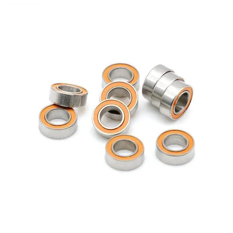 280 Piece Pack Abec Seven Hybrid Ceramic And Stainless Steel Ball Bearings Super Slick Fast Turning Twin Sealed Precision For Longboards And Electric Scooters Ready To Roll Pro Grade Build, showcasing chrome and orange bearings.