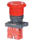 Heavy Duty Industrial Emergency Stop Push Button Switch Featuring 40 mm Mushroom Cap And Nitrile Rubber Faceplate With 22 mm Cutout maintained latch