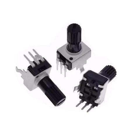Three 20 Pack Linear Taper Potentiometers 100K Ohm Adjustable Resistors With Plastic Shaft Knob for circuits and DIY projects.