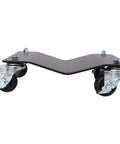Heavy Duty Car Wheel Dolly Set Of 2 With Locking Brakes And 360 Swivel Casters for garage use, featuring a sturdy steel base and smooth wheels.