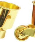 Pack Of Two Vintage Solid Brass Round Cup Casters Built Tough For No Sweat Furniture Moving with smooth rolling wheels and quiet bearing.
