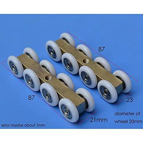 Legit Heavy Duty Sliding Door Track With Quiet Nylon Rollers For Wood And Glass Hardware Slick Gliding Bathroom Shower Runner Furniture Pulley System Real Deal Aluminum Alloy Frame No Fuss Setup Smooth Operator Hardware Kit - Close-up of nylon roller wheels with dimensions.