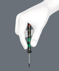 Hand holding Micro Kraftform Hex Driver For Electronics Pro Grade Three Thirty Second Inch By Sixty Millimeter Precision Black Point