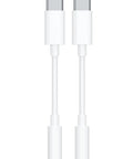Premium Usb C To 3.5Mm Audio Adapter With Smart Dac Chip, white dual dongles for audio connection, hassle-free plug and play.