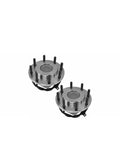 Beefed Up Heavy Duty Road Ready Wheel Hub And Bearing Assembly For Front Left And Right 2Pcs shown from above, silver metal design.