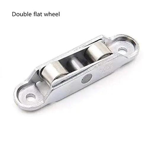 Heavy Hit Zinc Alloy Window Rollers 4 Pack Adjustable Double Groove Sliding Door Push Pull Pulleys featuring double flat wheel design.