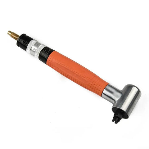 Right Angle Pneumatic Grinder Pen With 90 Degree Air Die Grinding Tool, compact tool with orange grip for metal surface prepping.