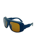 Premium Laser Safety Glasses With Hella Tough Frames Delivering Badass Protection Against 532Nm And 1064Nm Beams, blue frame, clear lenses.