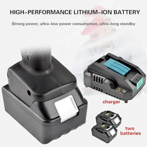 Knuckle Saving Cordless Battery Powered Wire Cutters Featuring Smooth Ratchet Mechanism For Thick Copper And Aluminum Cable Cutting showing lithium-ion battery and charger.