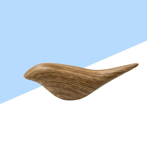 Straight Up Best Bird Shaped Resin Wall Hook With Wood Grain Finish For Coats And Hats Slick Wall Mounted Bedroom Organizer Smooth Edge Design Sweet Home Decor Plus Hassle Free Install in brown wood grain color on blue background.