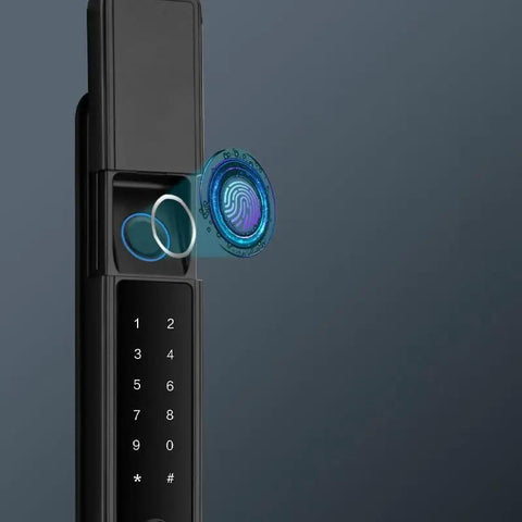 Hassle Free Smart Door Lock With Rugged Fingerprint Reader Keyless Entry Kit with biometric scanner and keypad.