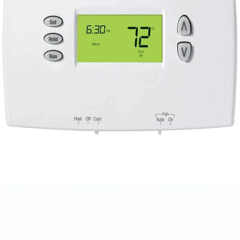 Programmable 7 Day Thermostat With 4 Daily Programs, Easy To Use, Precise Temperature Control Within One Degree Fahrenheit For All Day Comfort, Energy Saving Mode To Slash Bills And Keep You Cozy, showing digital display