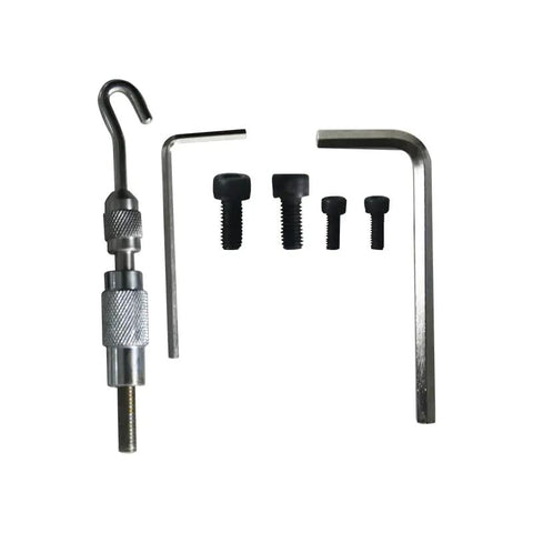 Badass Digital Spring Tester For Tension And Compression With Top Shelf Precision Up To 300 Newtons And Lb Kg Toggle Readouts Pro Shop Benchtop Setup tool kit with spring hook and screws.