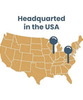 Map of the USA with markers indicating company headquarters location.