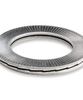 Rock Solid Zinc Flake Coated Wedge Lock Washers 20 Count Preloaded Double Split Locking Washers M8 5/16 Inch Carbon Steel High Tensile Anti Vibration Bolt Fasteners close-up view of anti-vibration locking washer.