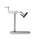 Top Notch Fly Tying Vise With Adjustable Head For Precise Hook Holding Compact Desktop Metal Vise With Scale Rugged Bench Tool For Fly Tiers Smooth Rotation And Firm Grip For Busy Fly Fishing Sessions silver and black metal vise on base