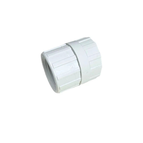 Garden Hose To Pipe Thread Adapter Swivel Fitting From Female Hose Thread To Three Quarter Inch Female Pipe Thread Brass Or PVC No Glue Required DIY Ready Easy Install Durable Connector, white PVC swivel adapter