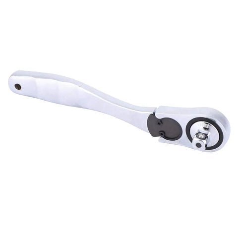 Premium Chrome Multitool Ratchet Wrench With Socket Adapter Set, chrome handle for auto mechanics, designed for heavy duty use.
