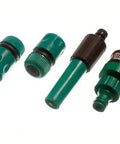 10 Pack Hose Tap Connectors With Spray Nozzle And 2 Quick Fix Fittings Green Heavy Duty Garden Hose Bib Couplers for drippy faucets.