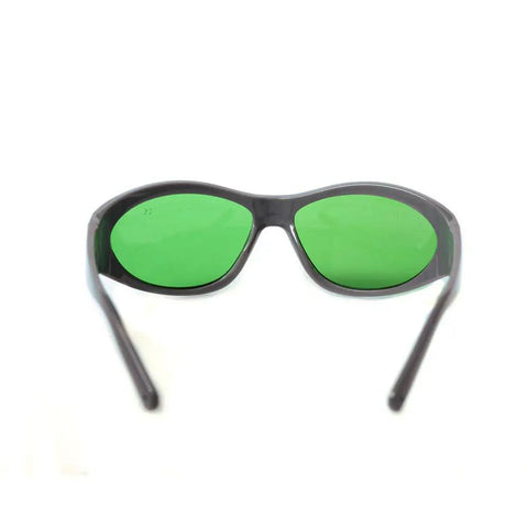 Pro Grade Laser Safety Glasses Built For Heavy Duty Red Diode Work Featuring Rock Solid OD Lens And Top Shelf Eye Protection At 635Nm 808Nm And 980Nm, front view with green lenses.