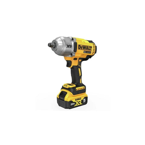 Cordless 20V Max XR Half Inch High Torque Impact Wrench Kit with hog ring anvil on a white background.