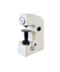 Workhorse Manual Rockwell Hardness Tester Machine For Metal Analysis Dial Direct Readout Desktop Testing Rig High Precision Industrial Hardness Gauge with a black and white design.
