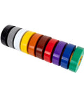 Contractor Favorite Pro Grade Multicolor Electrical Tape 10 Pack Three Quarters Inch By 66 Feet Waterproof Self Adhering Vinyl For Wire Insulation Seven Mil 600V UL CSA Listed Industrial Quality