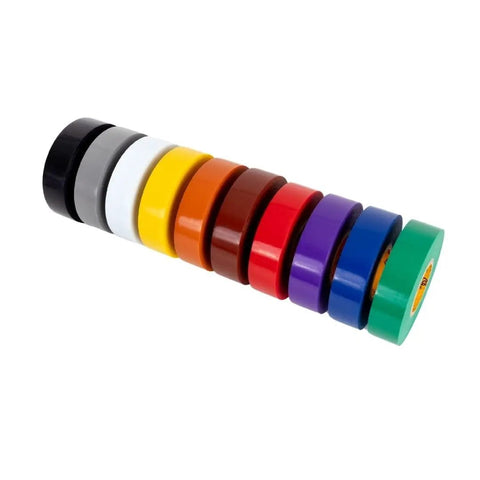 Contractor Favorite Pro Grade Multicolor Electrical Tape 10 Pack Three Quarters Inch By 66 Feet Waterproof Self Adhering Vinyl For Wire Insulation Seven Mil 600V UL CSA Listed Industrial Quality