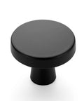 Single knob from the 5 Pack 1-1/4 Inch Matte Black Cabinet Knobs And Round Drawer Pulls For Kitchen Cupboards And Dresser Hardware, Solid Yet Sleek Handles For Modern Cabinet Makeover.