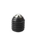 High Grade Stainless Steel Mini Spring Ball Plunger with slick rolling action, black exterior with a shiny top for precise alignment.