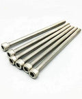 Badass Grade 2 Beefy Titanium M6 Hex Head Bolts 75Mm Long Din912 Standard for Dirt Bike Frame, showing six smooth fasteners.