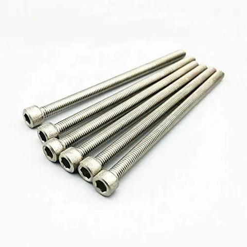 Badass Grade 2 Beefy Titanium M6 Hex Head Bolts 75Mm Long Din912 Standard for Dirt Bike Frame, showing six smooth fasteners.