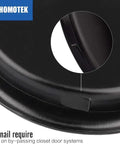 Close-up of 8 Pack Black Closet Door Finger Pulls 1-3/4 Inch Diameter Opening Fits 3/8 Inch Depth Easy Snap In Installation feature