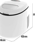 Compact Countertop Ice Maker Slaps Out Crisp Cubes In A Cinch, a white appliance measuring 35cm high and 42cm wide.