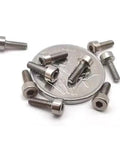 Premium TC4 Titanium Cup Head Hex Socket Machine Screws M1.6 Metric Fasteners 5 Pack on a coin for size comparison.