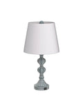 Set Of 2 Touch Control Table Lamps, 3 Way Dimmable Bedside Lamps With USB Ports, Coastal Farmhouse style, blue washed base and white shade