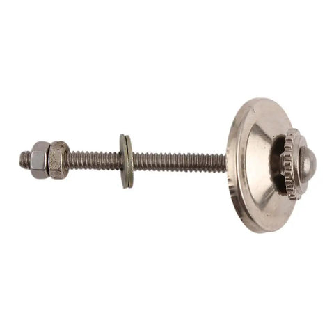 Fifty Pack Black Ceramic Drawer Knobs Featuring Slick Etched Finish Heavy Duty Kitchen Cabinet Pulls Top Tier Decorative Handles For Dressers And Interior Doors Straight Up Durable Scratch Resistant Build. Metal hardware screw and nut with a round decorative cap.