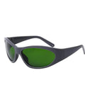 Broad Band Infrared Laser Safety Glasses Selected By Telecom Pros For 800 To 1700NM Projects, green lenses and gray frame for comfort.