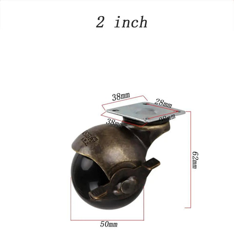 Heavy Antique Brass Casters With Swivel Brake And Slick Moving Wheels For Living Room Sofa And Ottoman Set Of Four Hardcore Big Time Base Makeover 2-inch caster with black wheel design and brake.