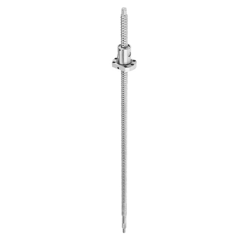 Rolled Ballscrew With Ballnut For Dead Smooth Linear Travel Zero Backlash 500mm Length 12mm Diameter 4mm Pitch Ready To Run On CNC Routers And 3D Printers Heavy Duty Tracking shows a sleek silver ball screw assembly.