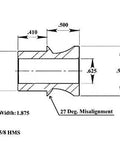 Diagram of Bulletproof 4 Link Rod End Kit detailing 3/4 to 5/8 HMS with dimensions for custom builds.