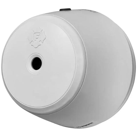 Sleek Compact Photoelectric Smoke Detector With A Sealed Long Life Battery, gray color, back view showcasing design and installation feature.