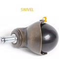 Five Pack Two Inch Antique Brass Swivel Caster Wheels With Built In Brakes Smooth Nylon Rolling Balls Glide Like A Dream On Wood Floor Tile Or Carpet Dead Simple Mount, showcasing a close-up of an antique brass swivel caster.