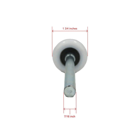 Solid As A Rock Garage Door Roller Replacement With Heavy Duty Nylon Wheel and 13 Ball Bearings, showing dimensions 1 3/4 inches and 7/16 inch