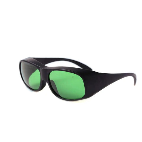 Top Shelf Laser Safety Glasses Delivering Knockout Eye Protection For 635Nm 808Nm And 980Nm Diodes with green lenses and wraparound design.