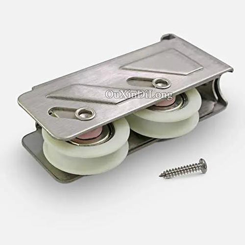 Heavy Duty Sliding Door And Window Rollers With Heavy Hauler Nylon Wheels Four Piece Set Double Wheel with stainless steel frame.