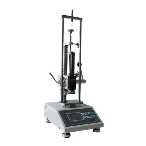 Badass Digital Spring Tester For Tension And Compression With Top Shelf Precision Up To 300 Newtons And Lb Kg Toggle Readouts Pro Shop Benchtop Setup side view with LCD display